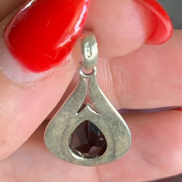 Smoky quartz sterling silver drop pendant - Picture 6 of 6